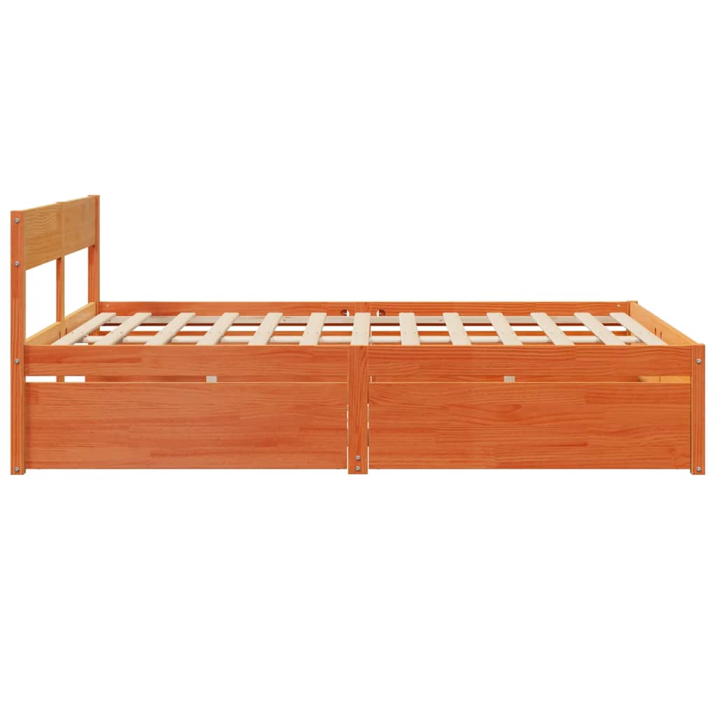 vidaXL Bed Frame without Mattress Wax Brown 140x200 cm Solid Wood Pine