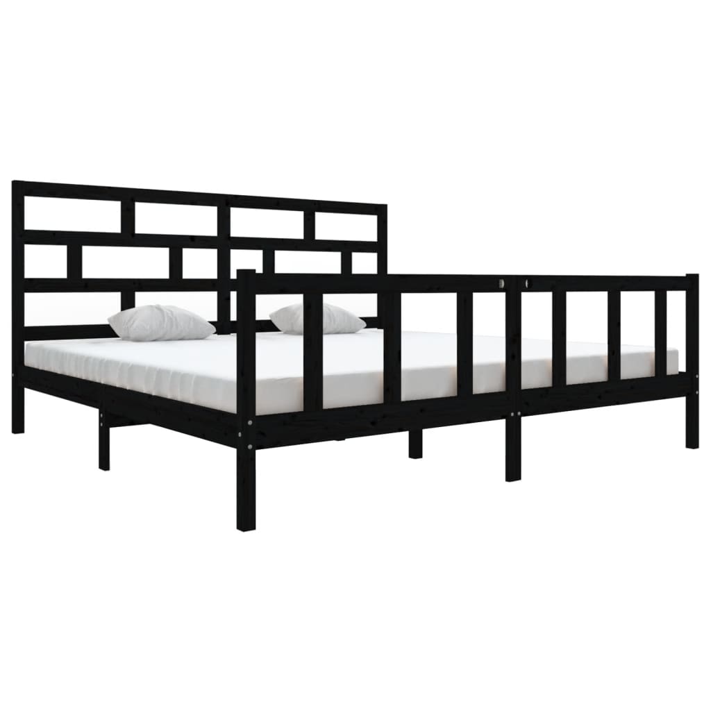 vidaXL Bed Frame without Mattress Black Solid Wood 200x200 cm (810106+814218)