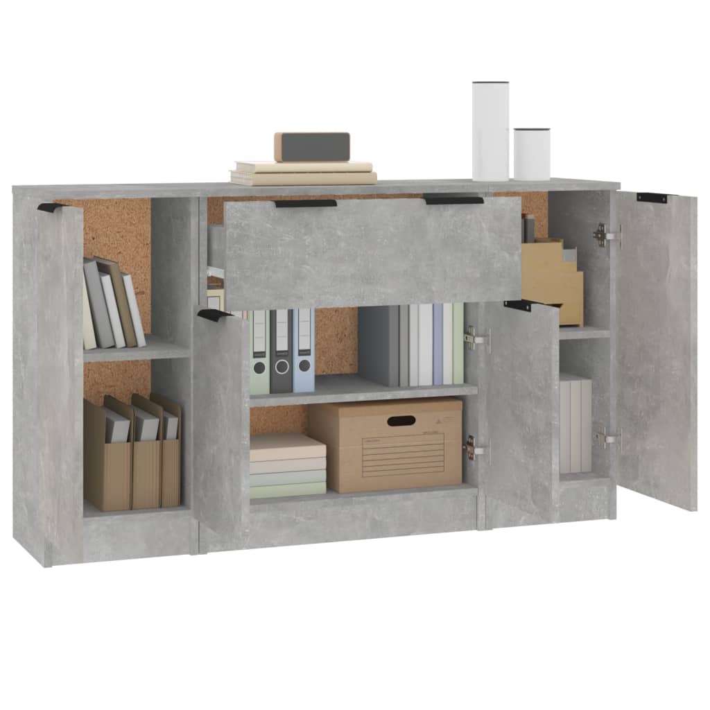 vidaXL Sideboards 3 pcs Concrete Grey Engineered Wood