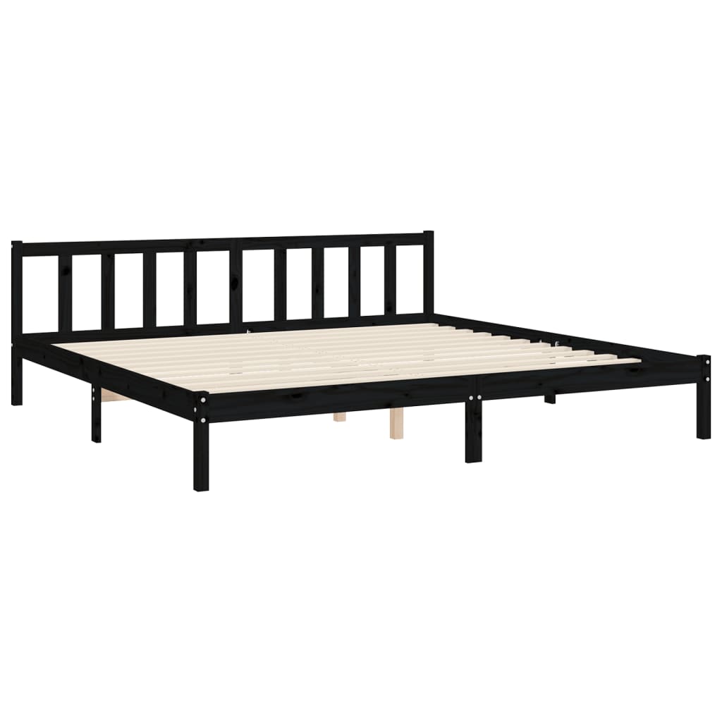 vidaXL Bed Frame without Mattress Black Solid Wood Pine