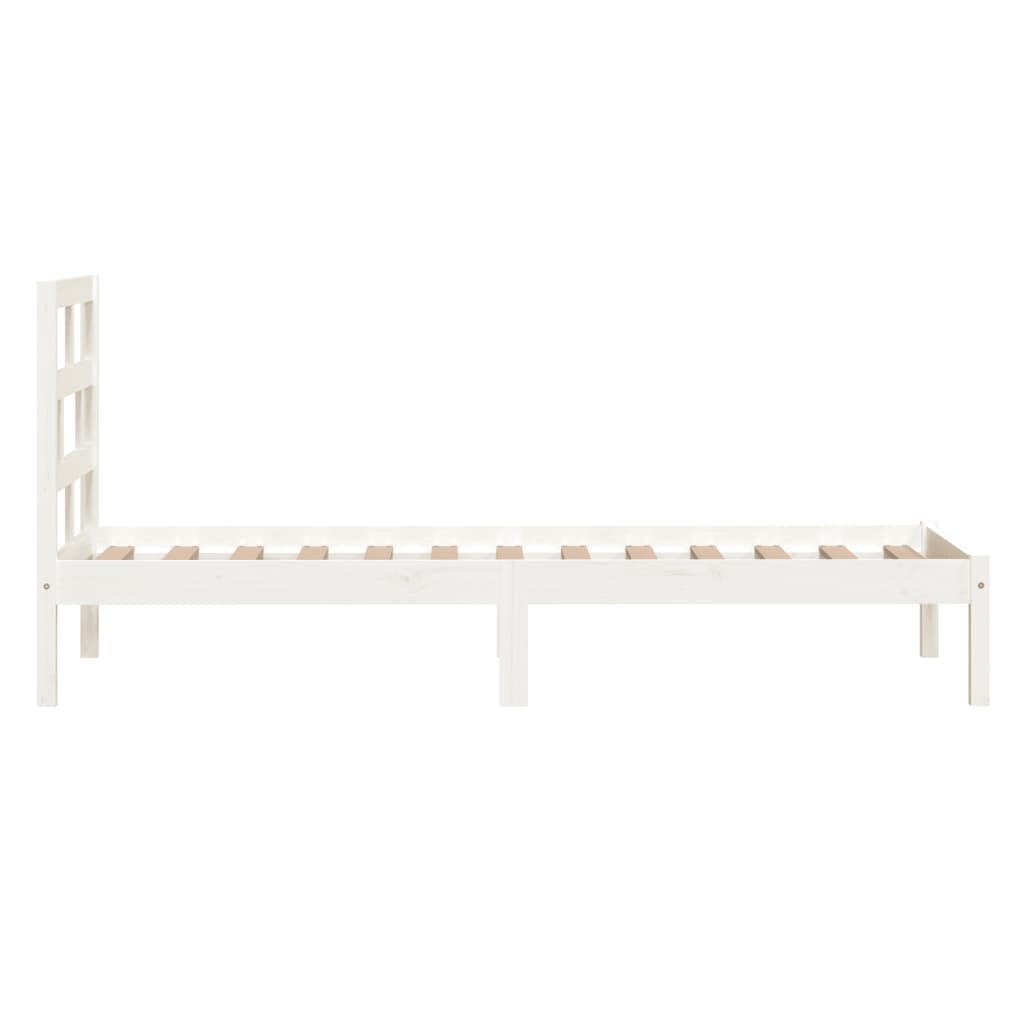 vidaXL Bed Frame without Mattress White Solid Wood 90x200 cm (810003+814175)