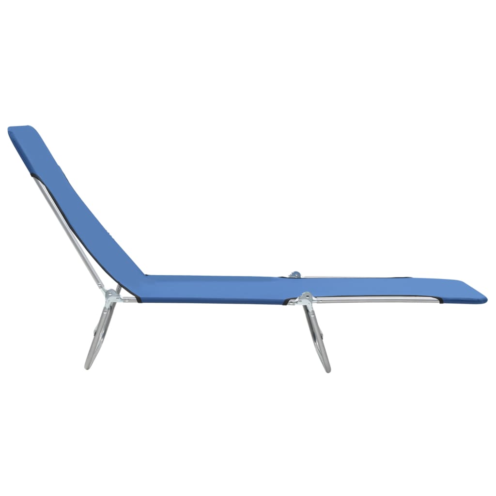 vidaXL Folding Sun Loungers 2 pcs Steel and Fabric Blue