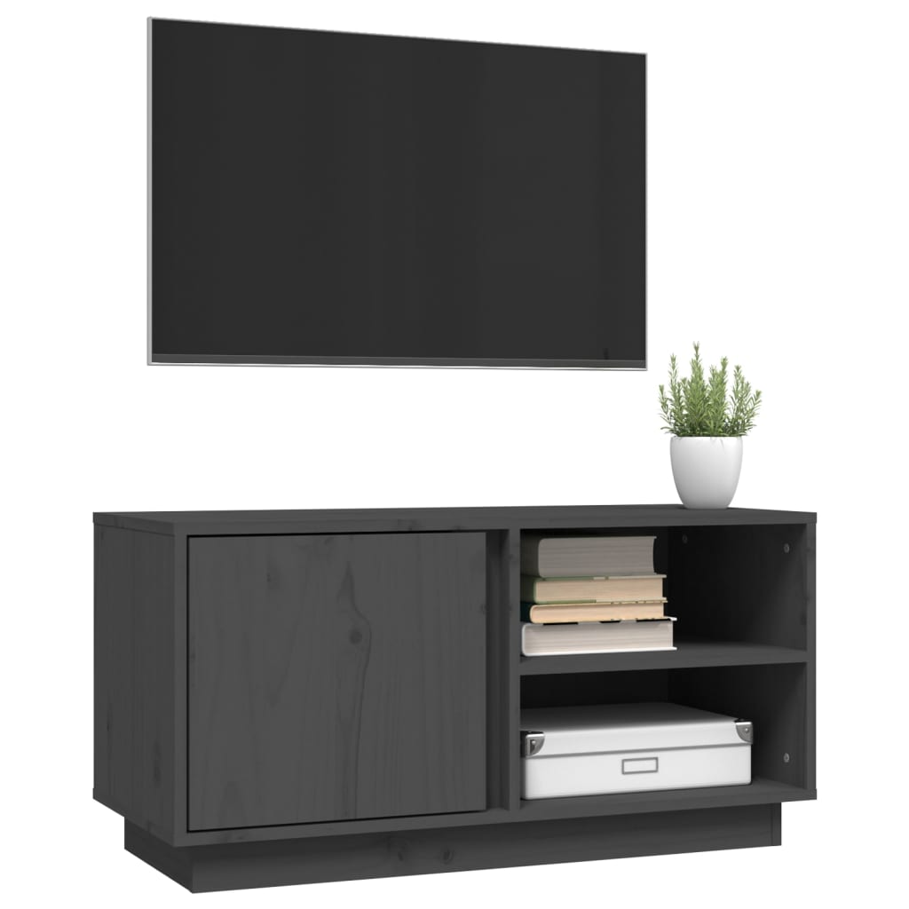 vidaXL TV Cabinet Grey 80x35x40.5 cm Solid Wood Pine