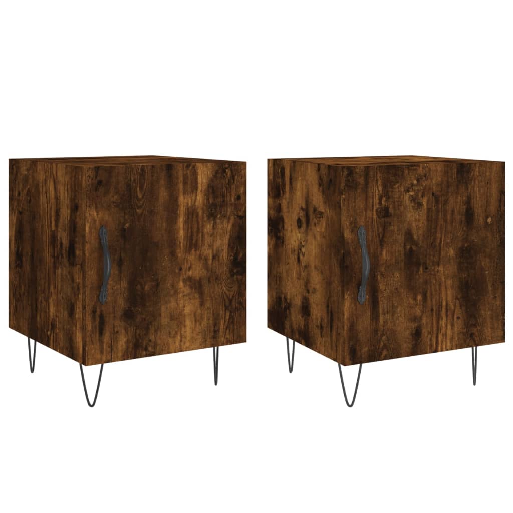 vidaXL Bedside Cabinets 2 pcs Smoked Oak 40x40x50 cm Engineered Wood