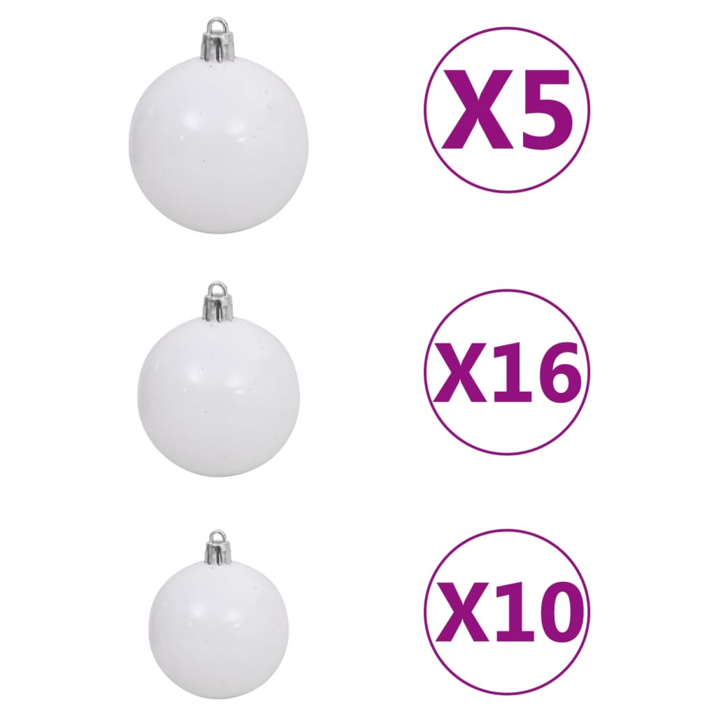 vidaXL Artificial Hinged Christmas Tree 300 LEDs & Ball Set 180 cm