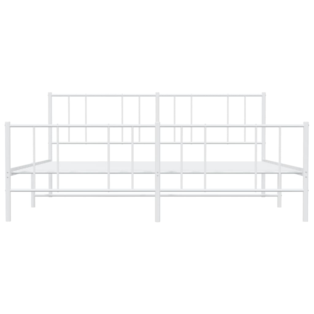 vidaXL Metal Bed Frame without Mattress with Footboard White 193x203 cm