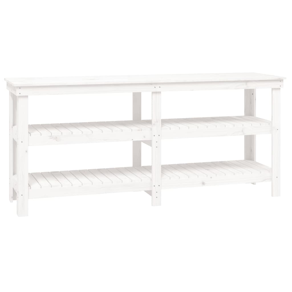 vidaXL Work Bench White 181x50x80 cm Solid Wood Pine