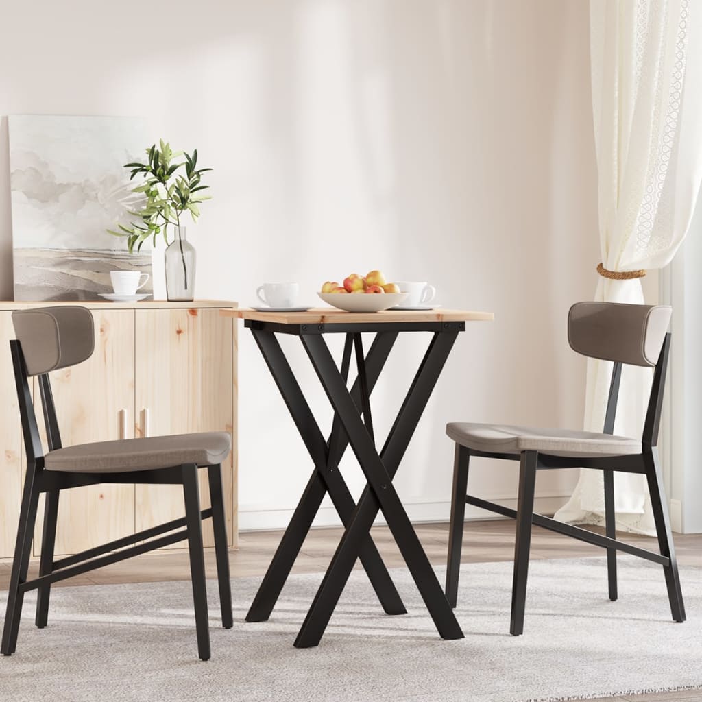 vidaXL Dining Table X-Frame 50x50x75 cm Solid Wood Pine and Cast Iron