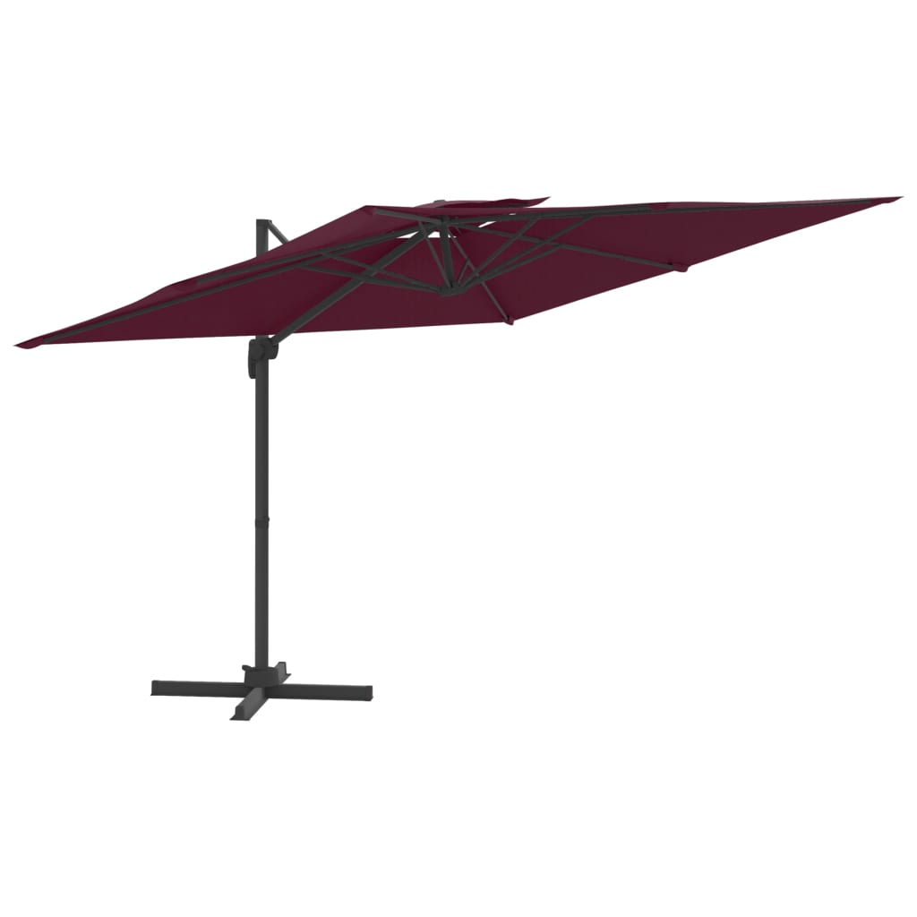 vidaXL Double Top Cantilever Garden Parasol Bordeaux Red 400x300 cm