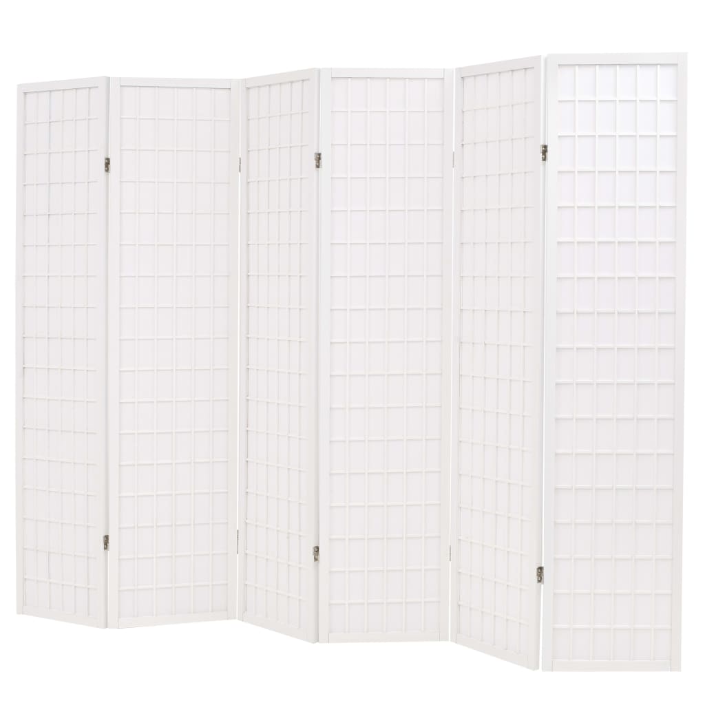 vidaXL Folding 6-Panel Room Divider Japanese Style 240x170 cm White