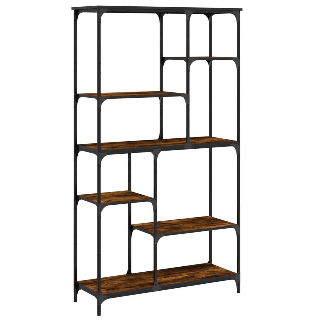 vidaXL Bookshelf Smoked Oak 99x35.5x176 cm Engineered Wood and Steel