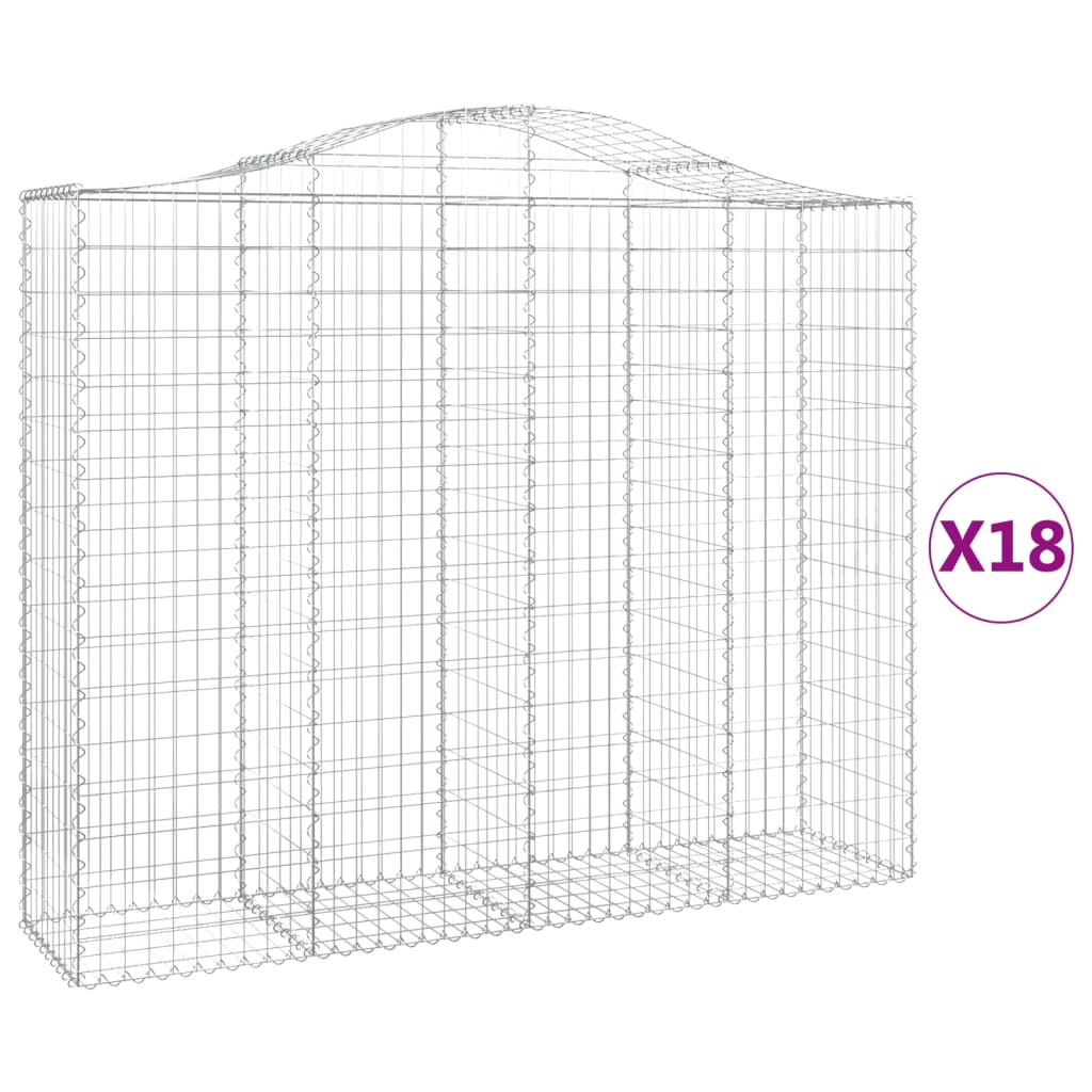 vidaXL Arched Gabion Baskets 18 pcs 200x50x160/180 cm Galvanised Iron