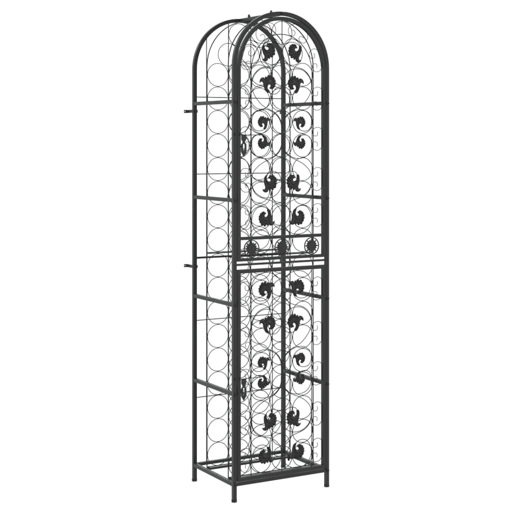 vidaXL Wine Rack for 73 Bottles Black 45x36x200 cm Wrought Iron