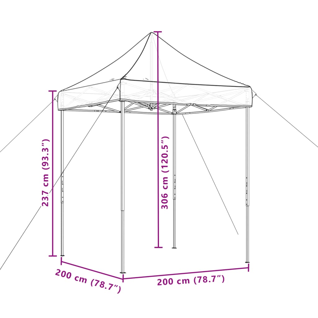 vidaXL Foldable Party Tent Pop-Up Black 200x200x306 cm