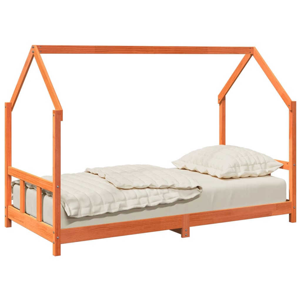 vidaXL Kids Bed Frame Wax Brown 90x190 cm Solid Wood Pine