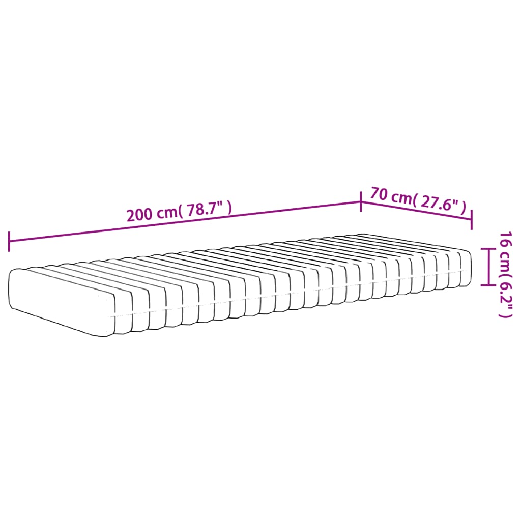 vidaXL Foam Mattress Medium Soft 70x200 cm