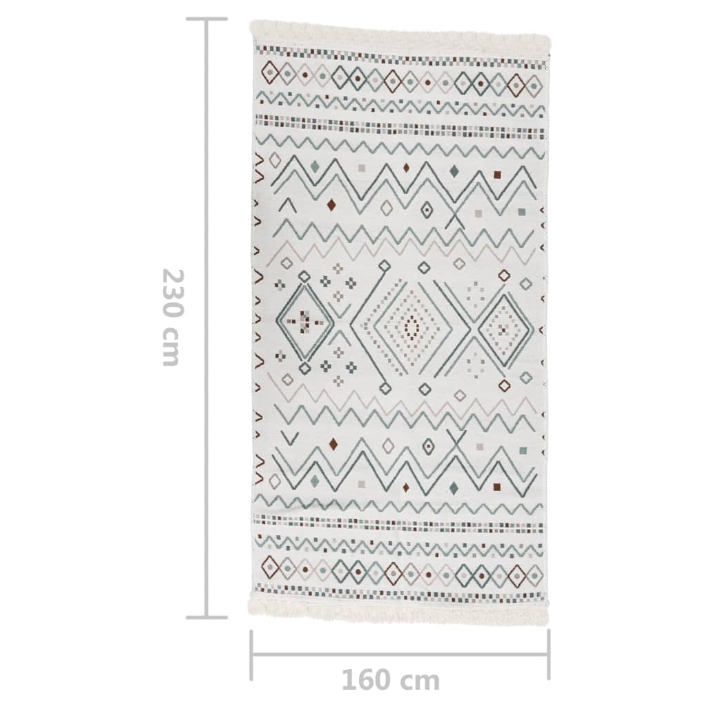 vidaXL Rug Beige and Blue 160x230 cm Cotton