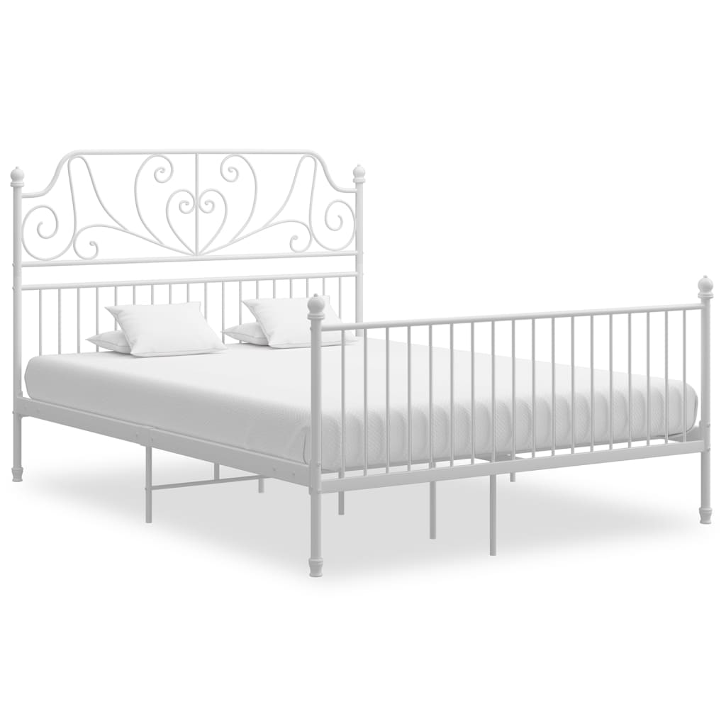 vidaXL Bed Frame with Headboard without Mattress White 160x200 cm Metal