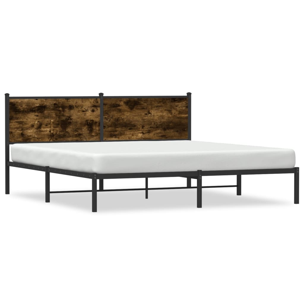 vidaXL Metal Bed Frame without Mattress Smoked Oak 160x200 cm