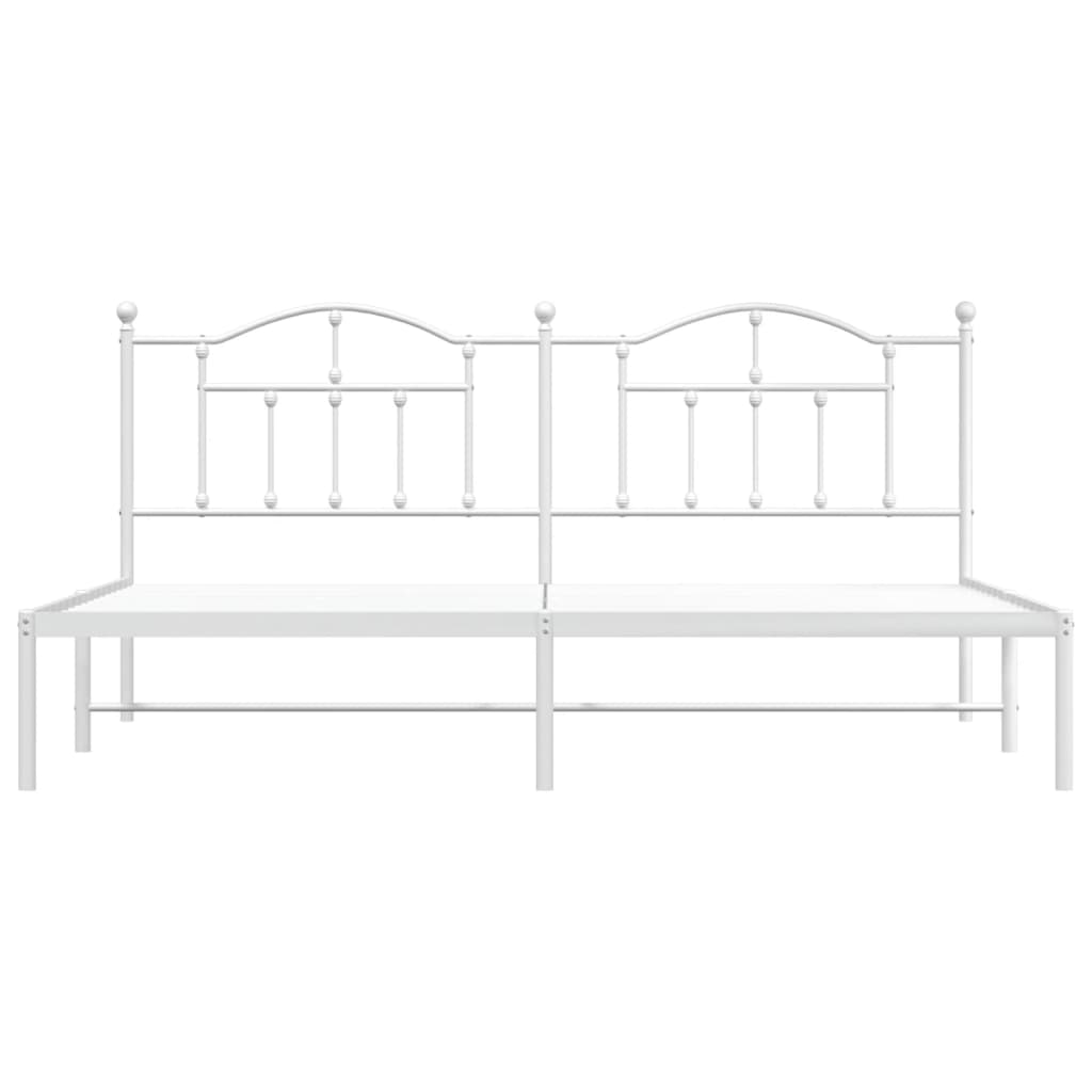 vidaXL Metal Bed Frame without Mattress with Headboard White 200x200 cm