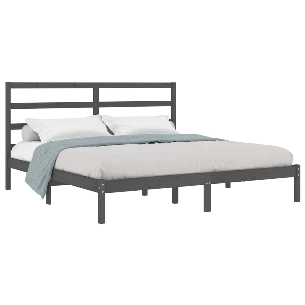 vidaXL Bed Frame without Mattress Grey 200x200 cm Solid Wood Pine