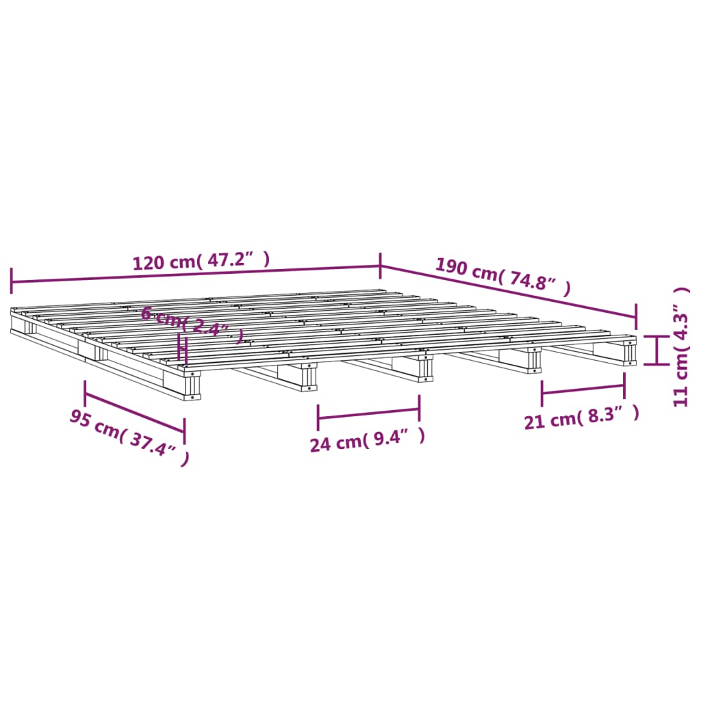 vidaXL Pallet Bed without Mattress Grey Small Double Solid Wood