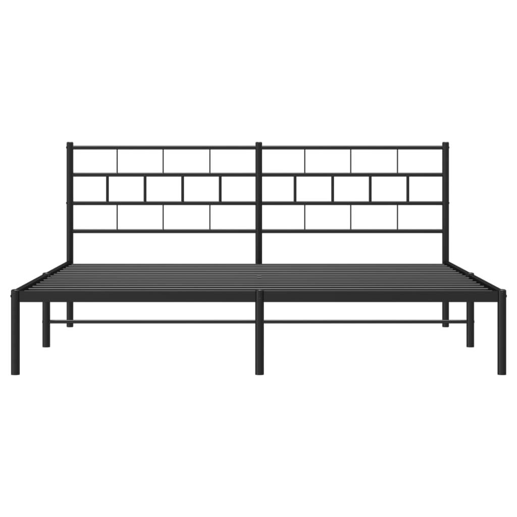 vidaXL Metal Bed Frame without Mattress with Headboard Black 183x213 cm