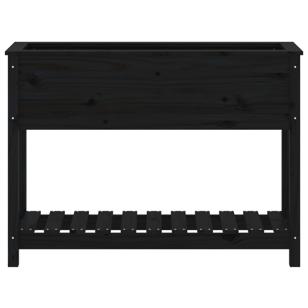 vidaXL Planter with Shelf Black 111.5x34.5x81 cm Solid Wood Pine