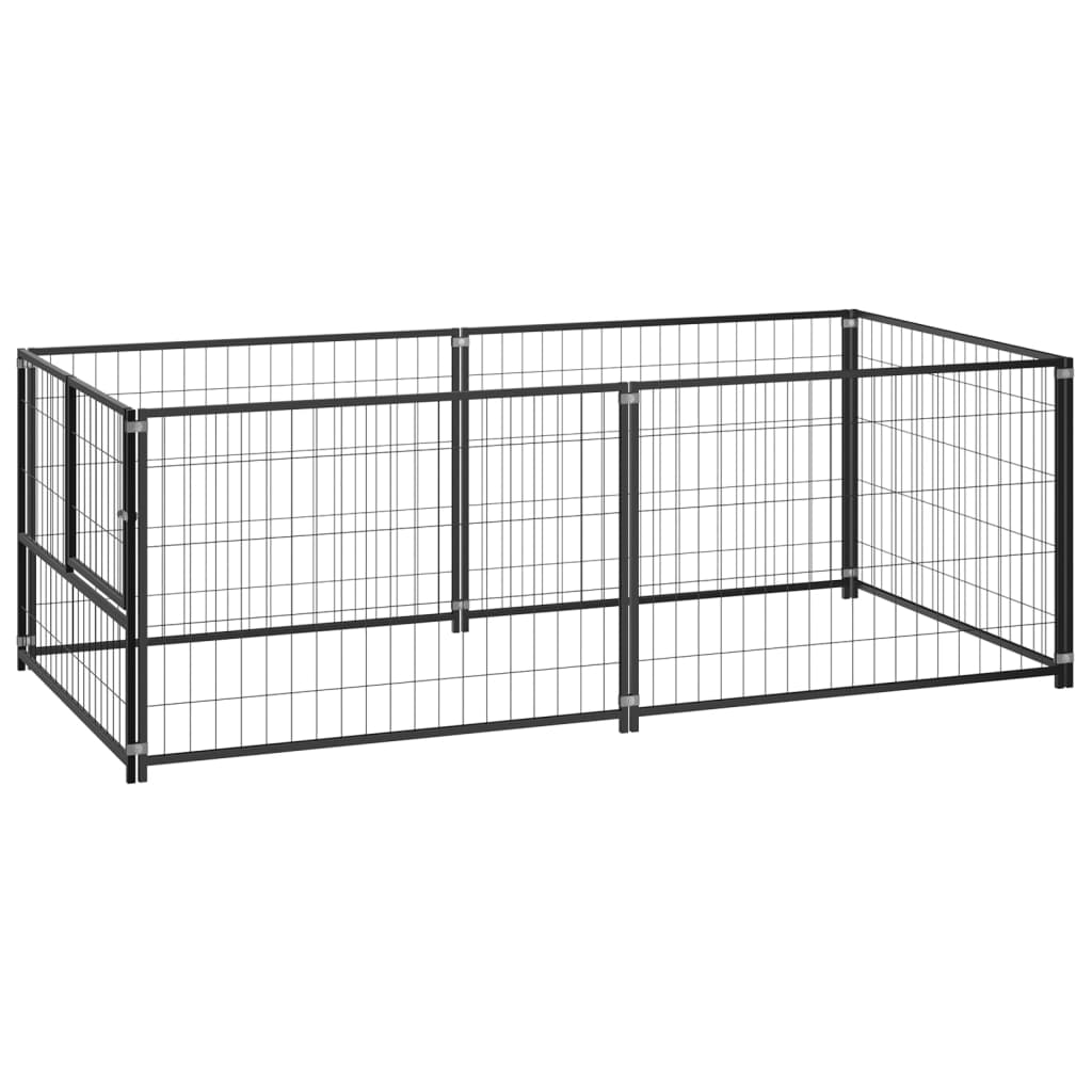 vidaXL Dog Kennel Black 200x100x70 cm Steel