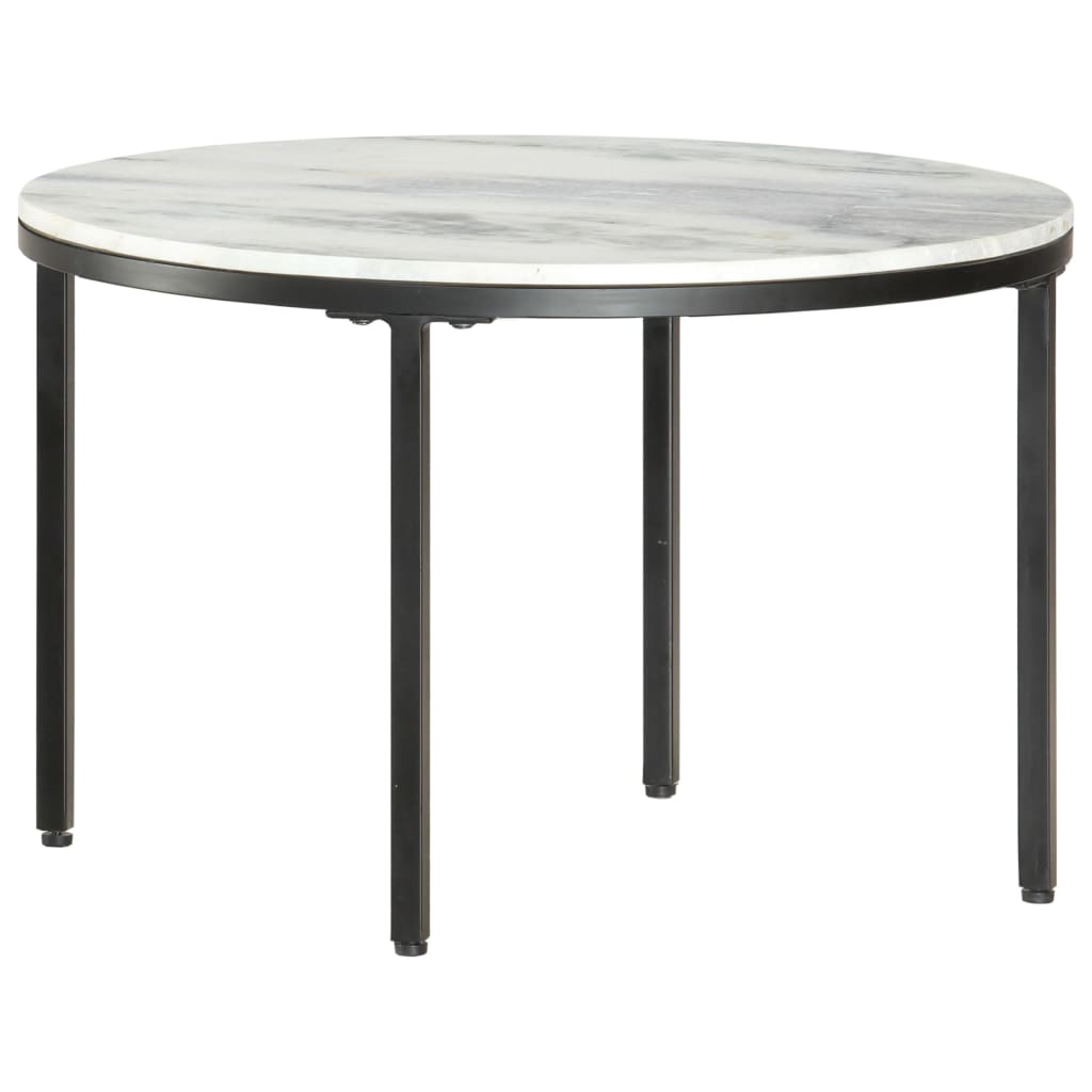 vidaXL Coffee Table White and Black Ø65 cm Real Solid Marble