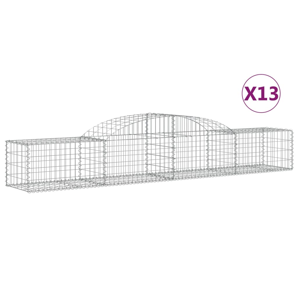 vidaXL Arched Gabion Baskets 13 pcs 300x50x40/60 cm Galvanised Iron