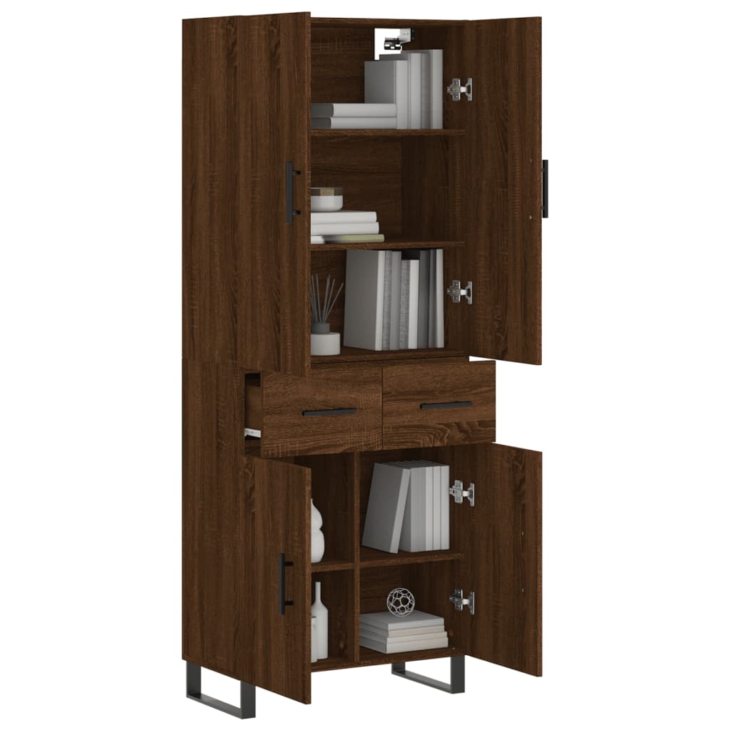 vidaXL Highboard Brown Oak 69.5x34x180 cm Engineered Wood