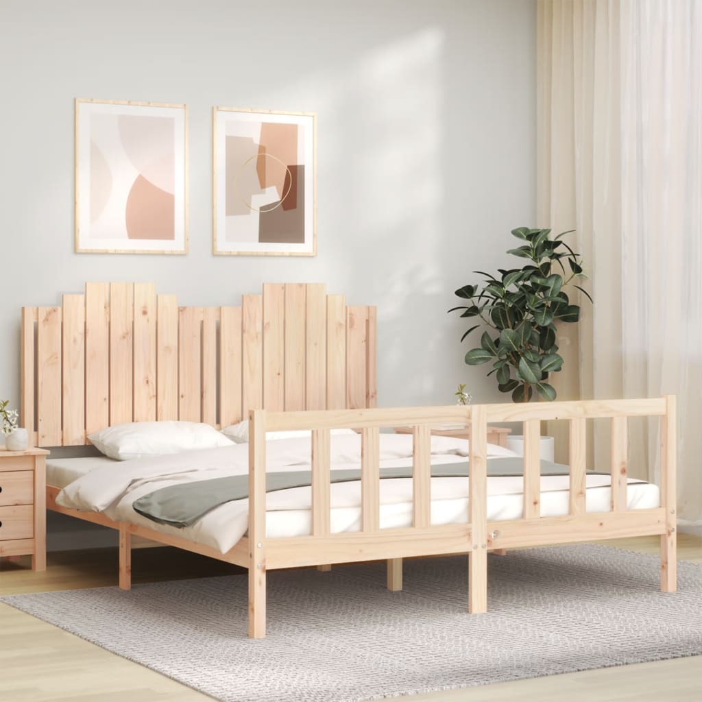 vidaXL Bed Frame without Mattress King Size Solid Wood Pine