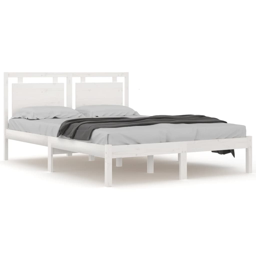 vidaXL Bed Frame without Mattress White 140x190 cm Solid Wood