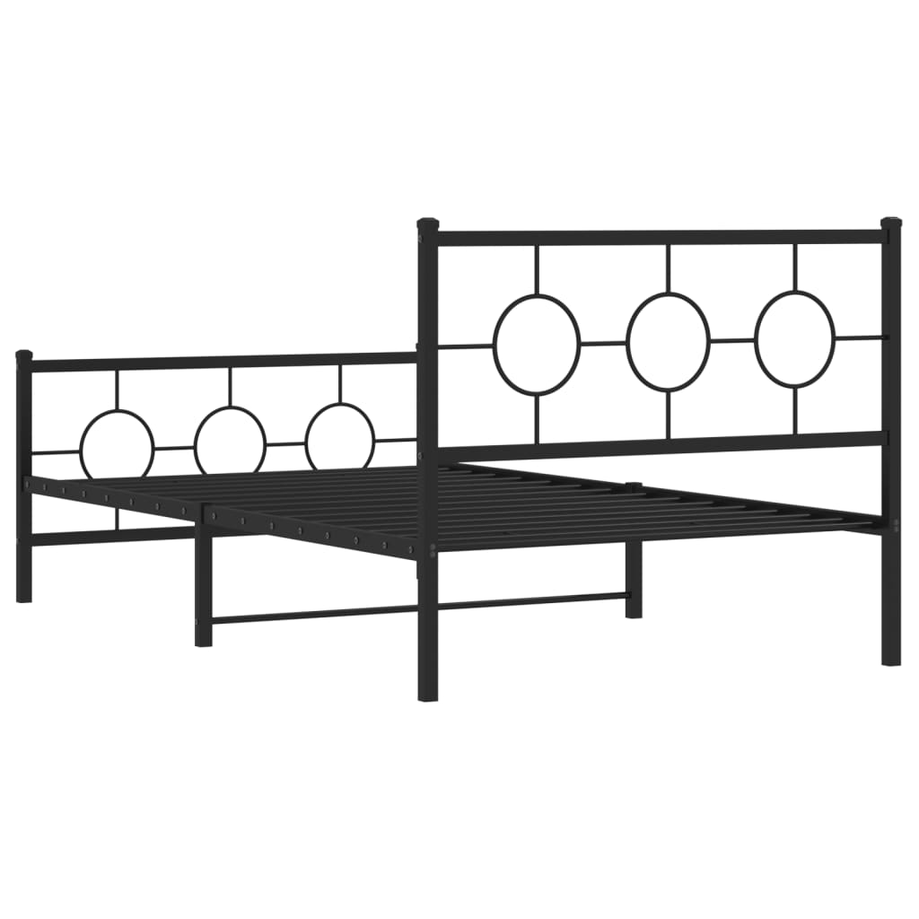 vidaXL Metal Bed Frame without Mattress with Footboard Black 107x203 cm