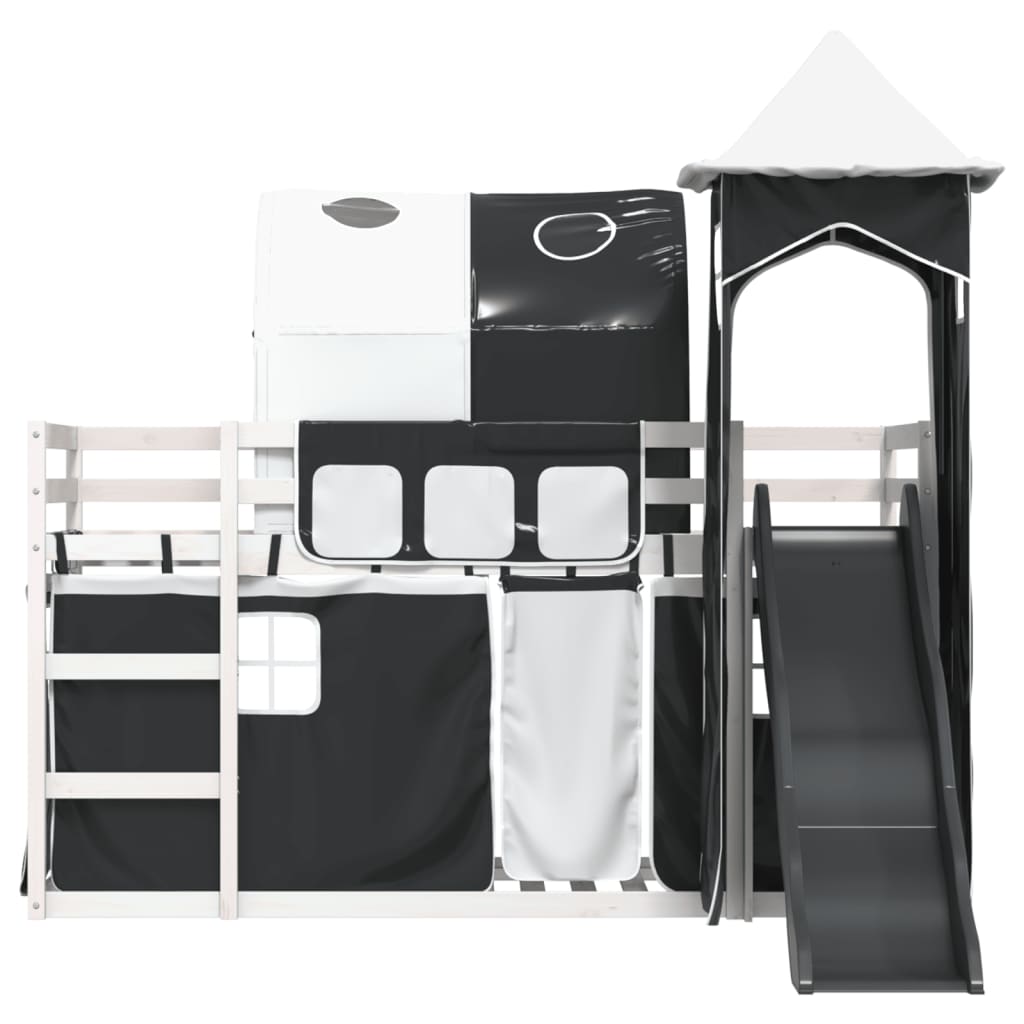 vidaXL Bunk Bed without Mattress with Slide White and Black 80x200 cm