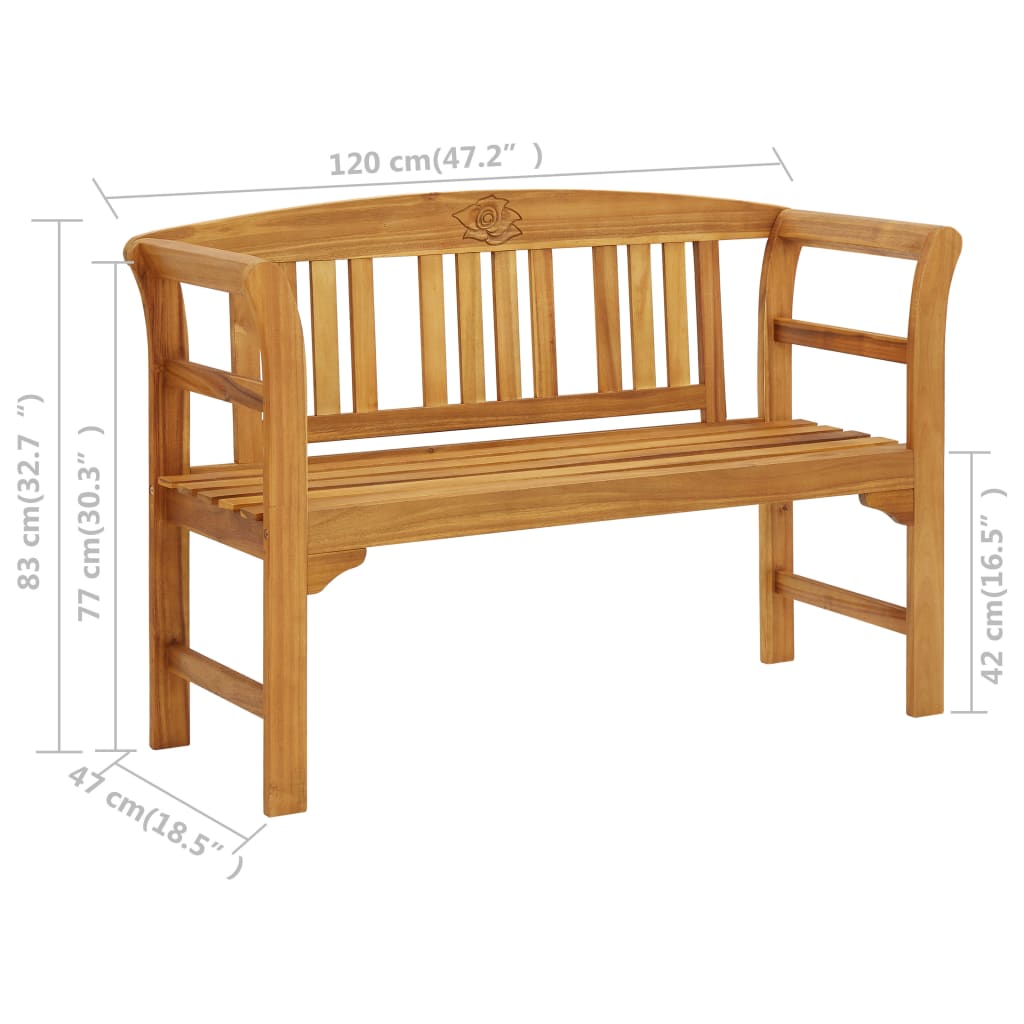 vidaXL Garden Bench 120 cm Solid Acacia Wood