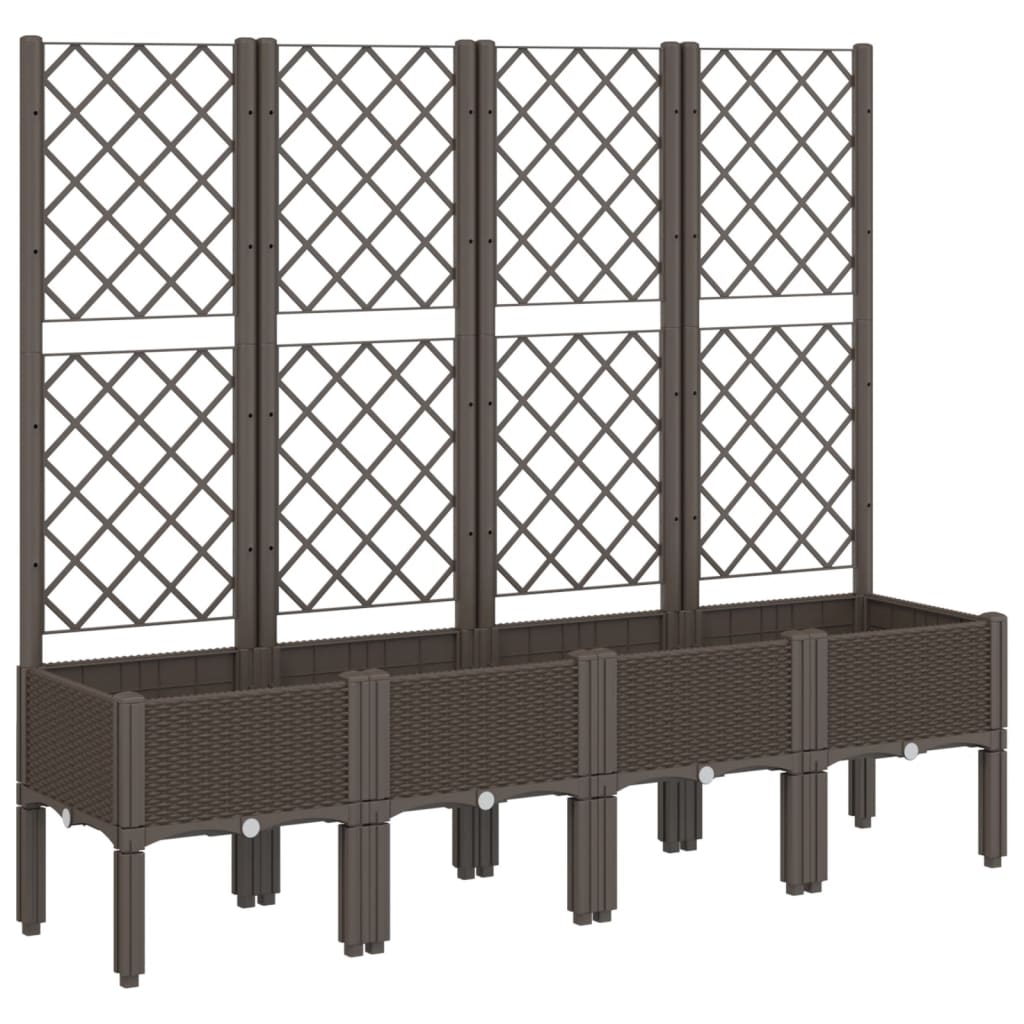 vidaXL Garden Planter with Trellis Brown 160x40x142 cm PP