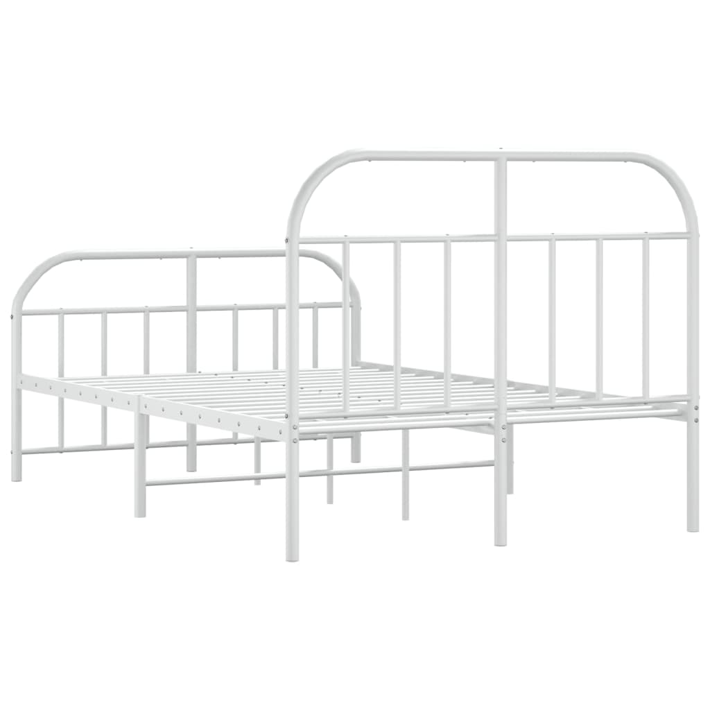 vidaXL Metal Bed Frame without Mattress with Footboard White 120x190 cm Small Double