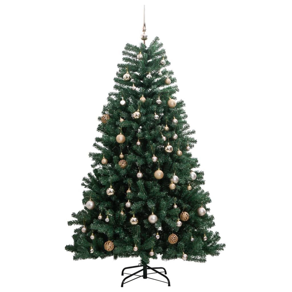 vidaXL Artificial Hinged Christmas Tree 300 LEDs & Ball Set 240 cm