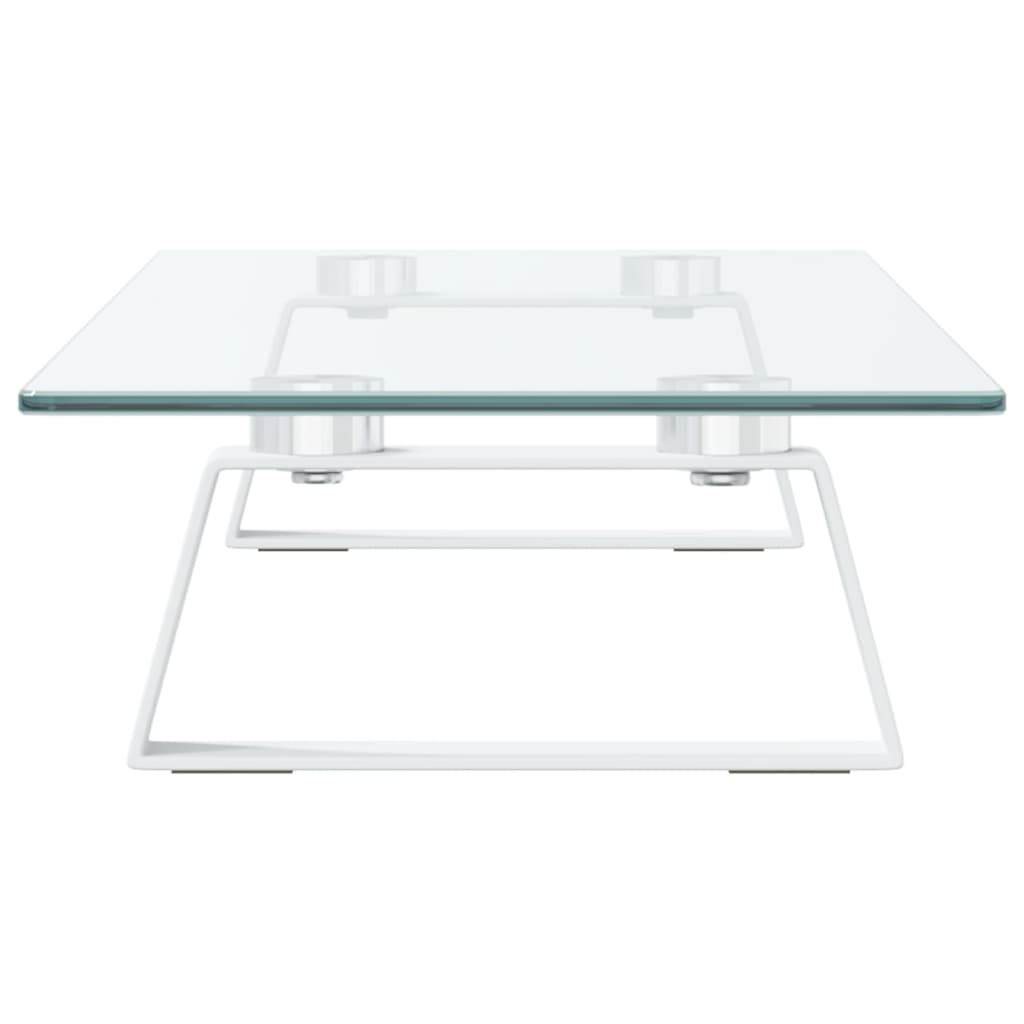 vidaXL Monitor Stand White 60x20x8 cm Tempered Glass and Metal