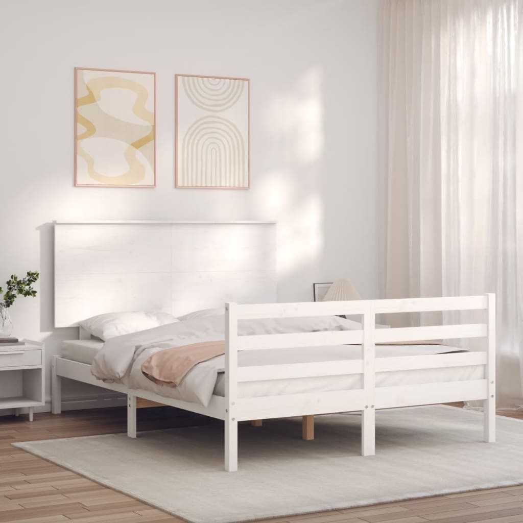 vidaXL Bed Frame without Mattress White 120x200 cm Solid Wood