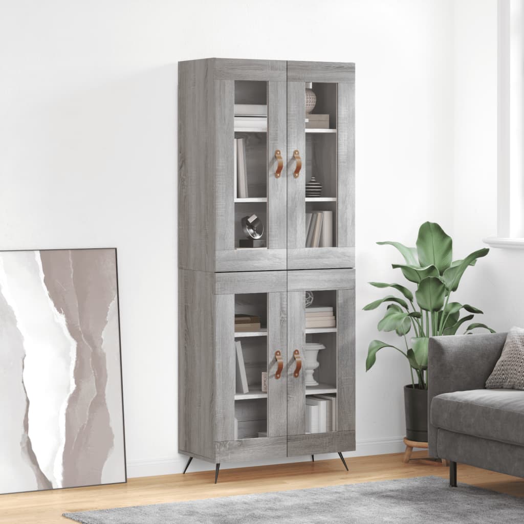 vidaXL Highboard Grey Sonoma 69.5x34x180 cm Engineered Wood