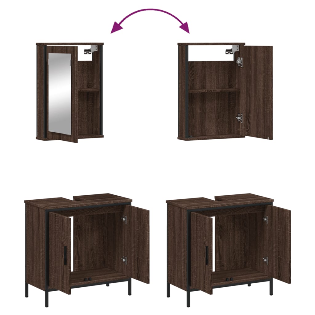 vidaXL 2 Piece Bathroom Furniture Set Brown Oak Engineered Wood