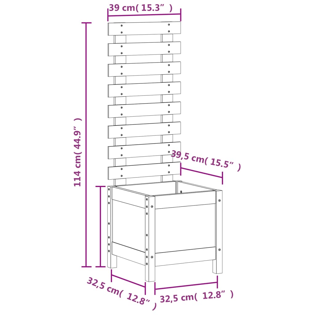 vidaXL Garden Planter with Rack 39x39.5x114 cm Solid Wood Douglas