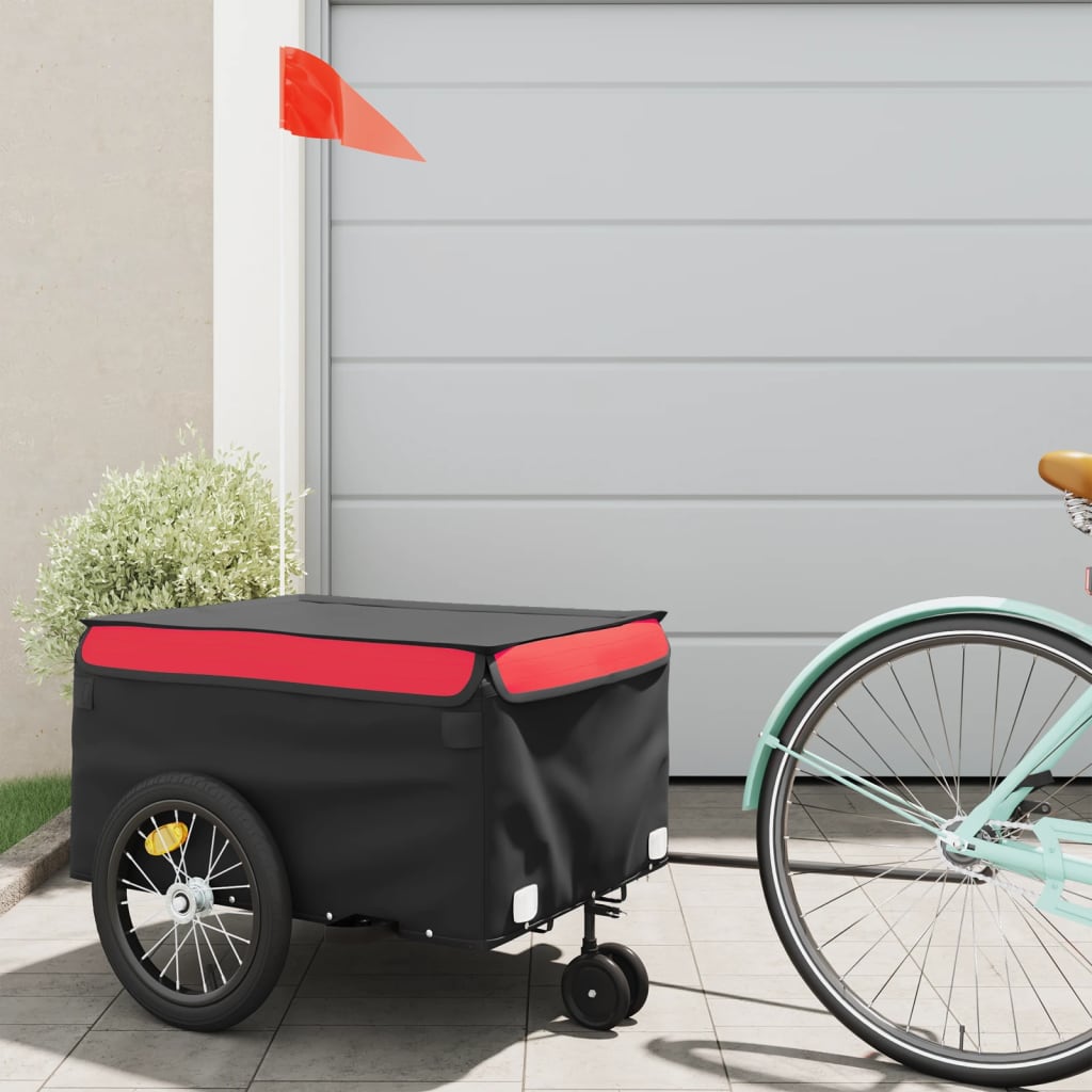 vidaXL Bike Trailer Black and Red 45 kg Iron