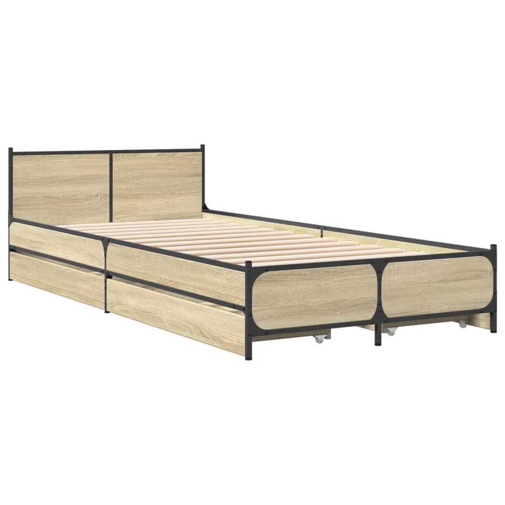 vidaXL Bed Frame with Drawers without Mattress Sonoma Oak 90x200 cm