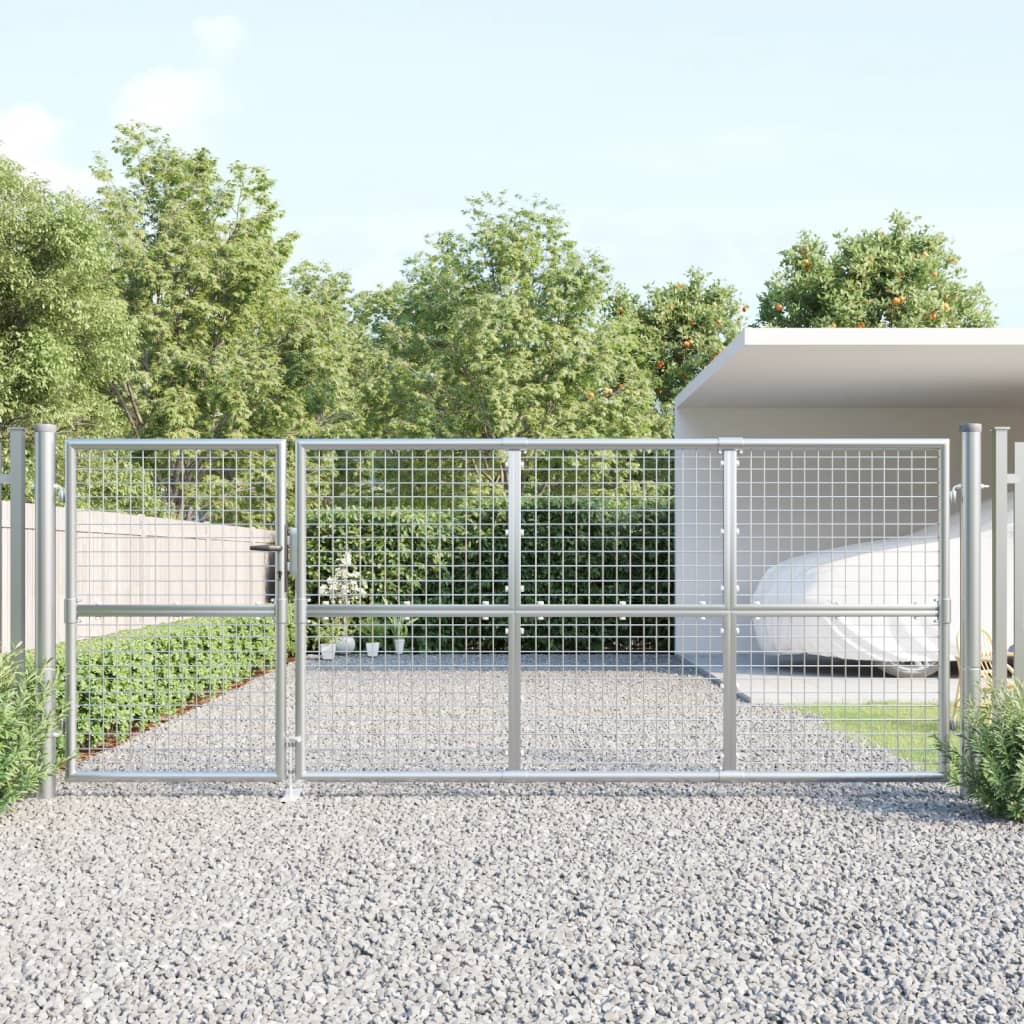 vidaXL Mesh Garden Gate Silver 350x175 cm Galvanised Steel