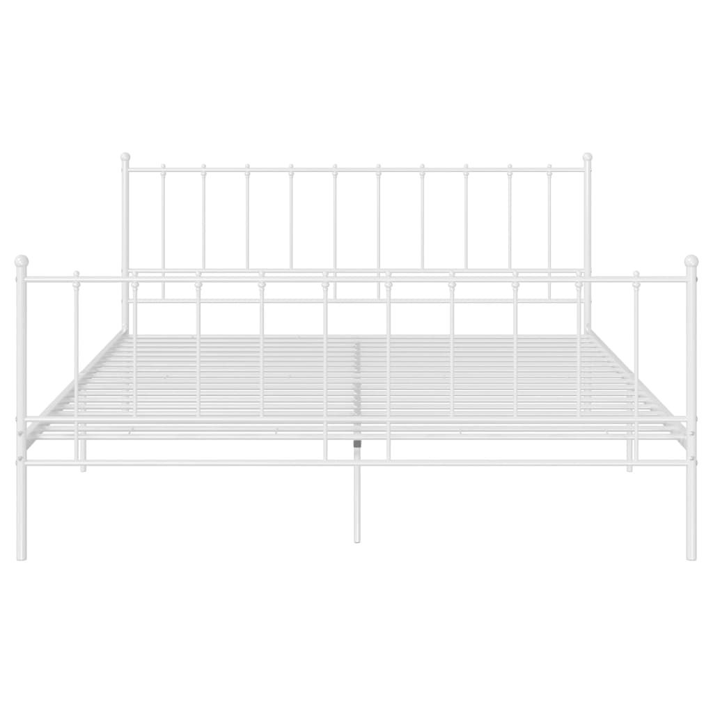 vidaXL Bed Frame without Mattress White Metal 140x200 cm