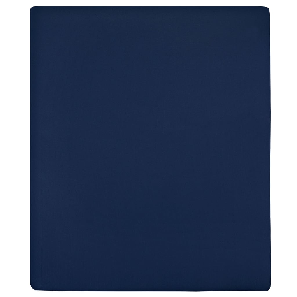 vidaXL Jersey Fitted Sheets 2 pcs Navy Blue 180x200 cm Cotton